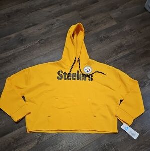 NFL Pittsburgh Steelers Yellow Cropped Hoodie Teen XL 15/17 New With Tags